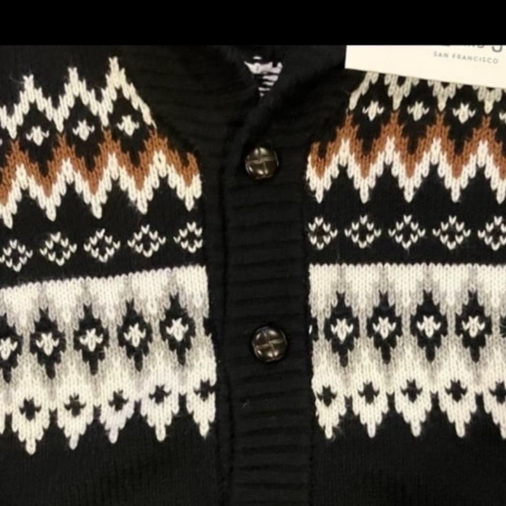 NWT Janie and Jack Black Cardigan with Geometric Pattern - Picture 5 of 7
